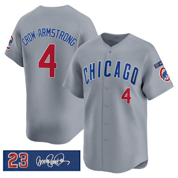 Chicago Cubs #4 Pete Crow-Armstrong Gray Jereymy 'Ryne Sandberg Tribute' Vapor Limited V3 Stitched Jersey