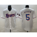 Texas Rangers #5 Corey Seager White Jereymy 2023 World Series Champions Cool Base Jersey