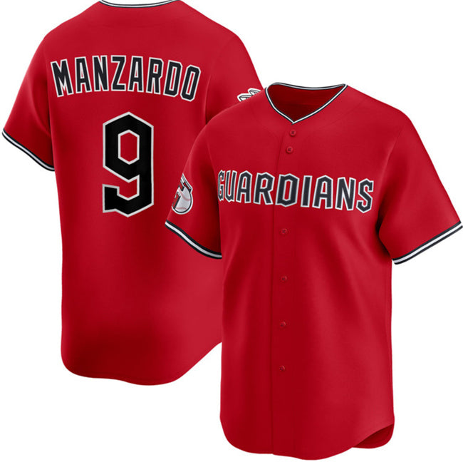 Cleveland Guardians #9 Kyle Manzardo Red Jereymy Alternate Limited Stitched Jersey
