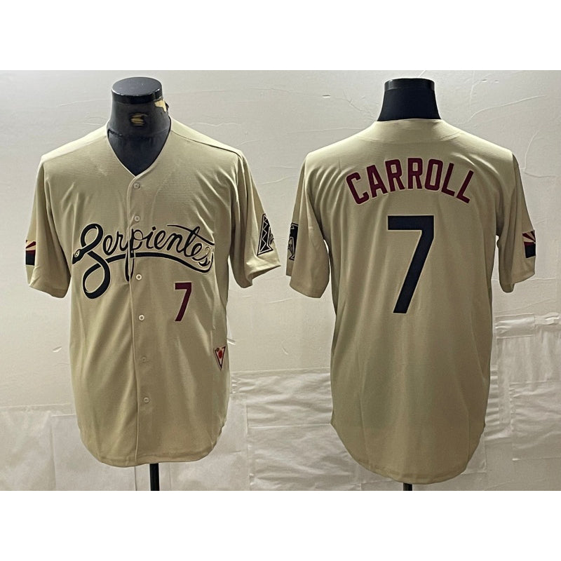 Arizona Diamondbacks #7 Corbin Carroll Number 2021 Gold Jereymy City Connect Cool Base Stitched Jerseys