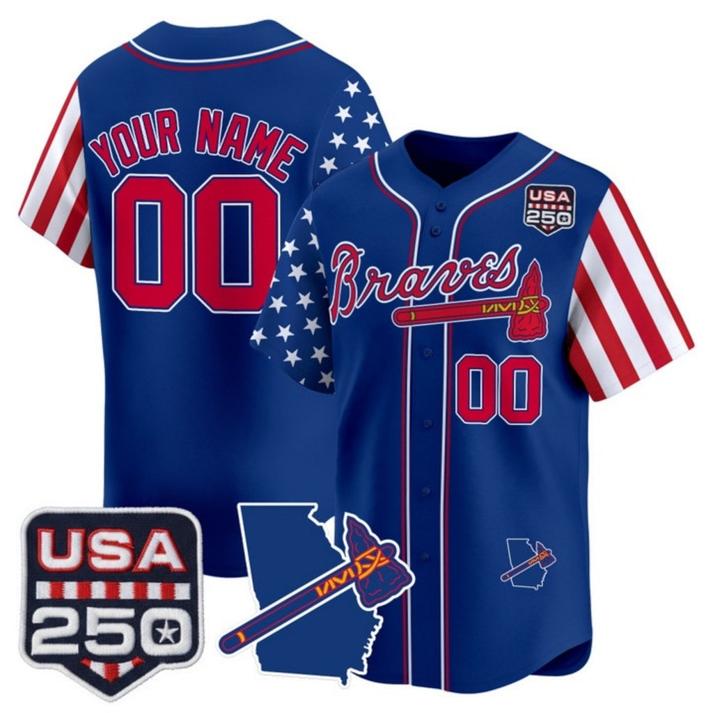 Custom Atlanta Braves America 250 Edition Vapor Premier Limited Royal Jereymy Stitched Jerseys