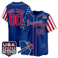 Custom Atlanta Braves America 250 Edition Vapor Premier Limited Royal Jereymy Stitched Jerseys