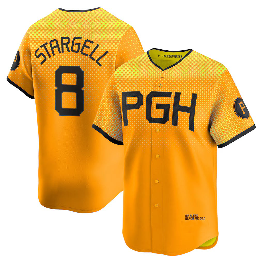 Pittsburgh Pirates #8 Willie Stargell Gold Jereymy City Connect Limited Player Jersey
