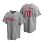 Custom Philadelphia Phillies Gray Jereymy Stitched Cool Base Road Jersey