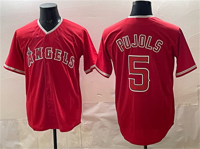 Los Angeles Angels #5 Albert Pujols Red Jereymy Stitched Jersey