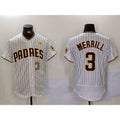 San Diego Padres #3 Jackson Merrill White Jereymy With PS Patch Stitched Flex Base Jerseys