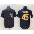 Chicago White Sox #45 Michael Jordan Black Gold Jereymy Cool Base Stitched Jersey