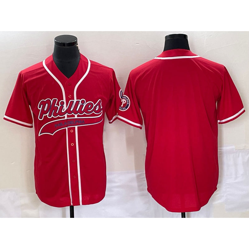 Philadelphia Phillies Blank Red Jereymy Cool Base Stitched Jersey