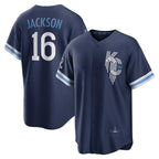 Kansas City Royals #16 Bo Jackson Navy Jereymy City Connect Replica Player Jersey