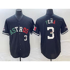 Houston Astros #3 Jeremy Pena Number Mexico Black Jereymy Cool Base Stitched Jersey