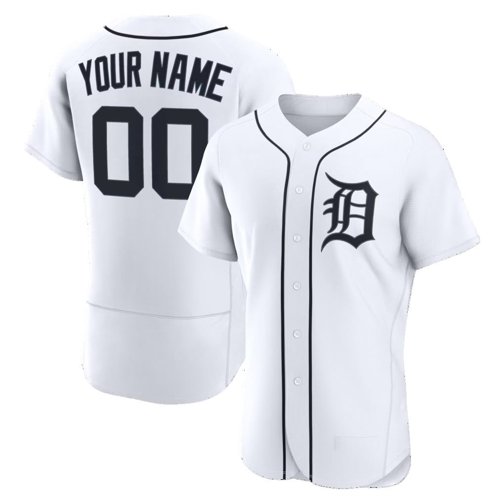 Custom Detroit Tigers White Jereymy Home Authentic Jersey