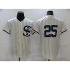 Chicago White Sox #25 Andrew Vaughn 2021 Cream Navy Jereymy Field of Dreams Flex Base Stitched Jersey