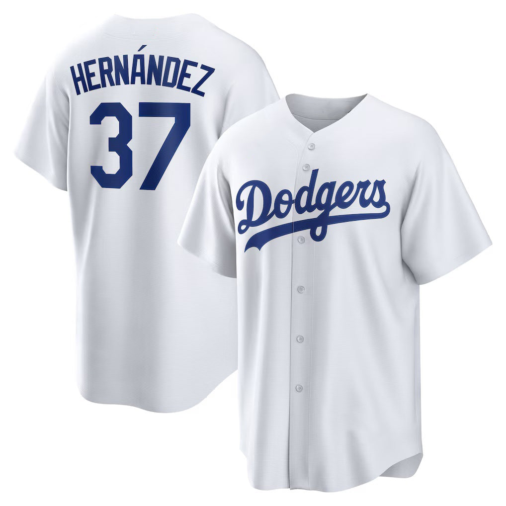 Los Angeles Dodgers #37 Teoscar Hernandez White Jereymy Home Replica Jersey