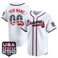 Custom Atlanta Braves White Jereymy USA 250 Fourth of July Vapor Premier Limited Jersey ¨C All Stitched