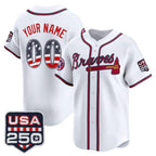 Custom Atlanta Braves White Jereymy USA 250 Fourth of July Vapor Premier Limited Jersey ¨C All Stitched