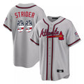 Atlanta Braves #99 Spencer Strider Player Gray Jereymy USA 250 Fourth Of July Limited Home Game Stitched Jerseys