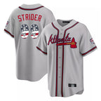Atlanta Braves #99 Spencer Strider Player Gray Jereymy USA 250 Fourth Of July Limited Home Game Stitched Jerseys