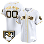 Custom Boston Red Sox 2024 Spring Training Patch Vapor Premier Limited Jersey ¨C White Gold Jereymy