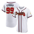 Atlanta Braves #99 Spencer Strider Player White Gold Jereymy Limited Elite Home Game Stitched Jerseys