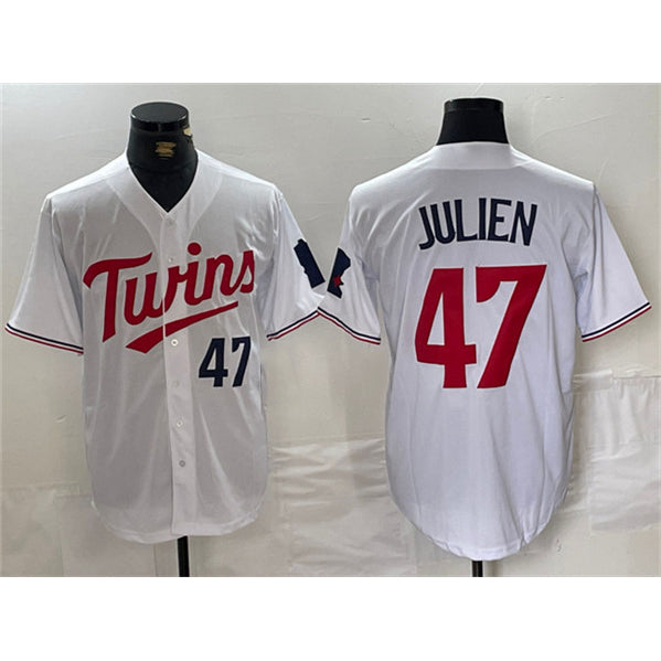 Minnesota Twins #47 Edouard Julien White Jereymy Cool Base Stitched Jersey 1