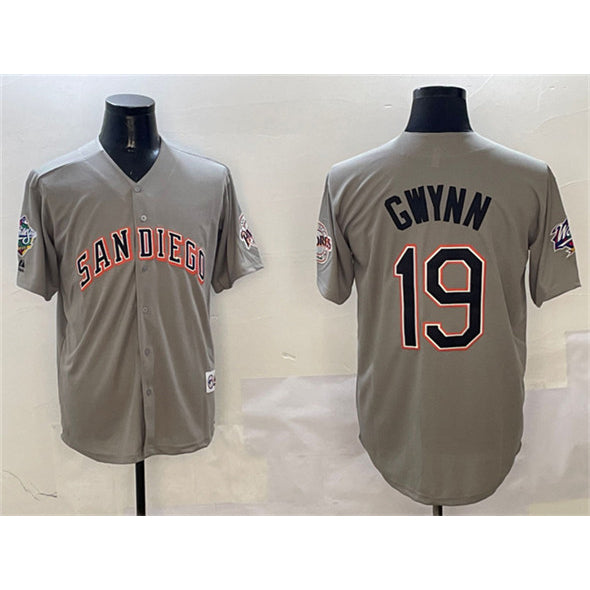 San Diego Padres #19 Tony Gwynn Gray Jereymy With Patch Cool Base Stitched Jersey