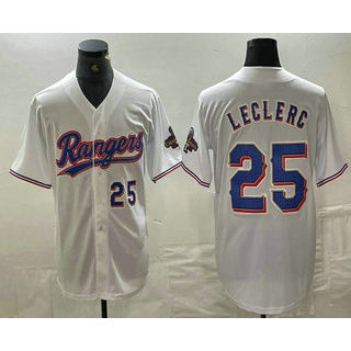 Texas Rangers #25 Jose Leclerc Number White Jereymy 2024 Gold Collection Limited Cool Base Jerseys