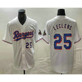 Texas Rangers #25 Jose Leclerc Number White Jereymy 2024 Gold Collection Limited Cool Base Jerseys
