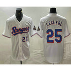 Texas Rangers #25 Jose Leclerc Number White Jereymy 2024 Gold Collection Limited Cool Base Jerseys