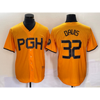 Pittsburgh Pirates #32 Henry Davis Yellow Jereymy 2023 City Connect Stitched Jersey 2