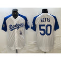 Los Angeles Dodgers #50 Mookie Betts White Jereymy Blue Fashion Stitched Cool Base Limited Jersey 2