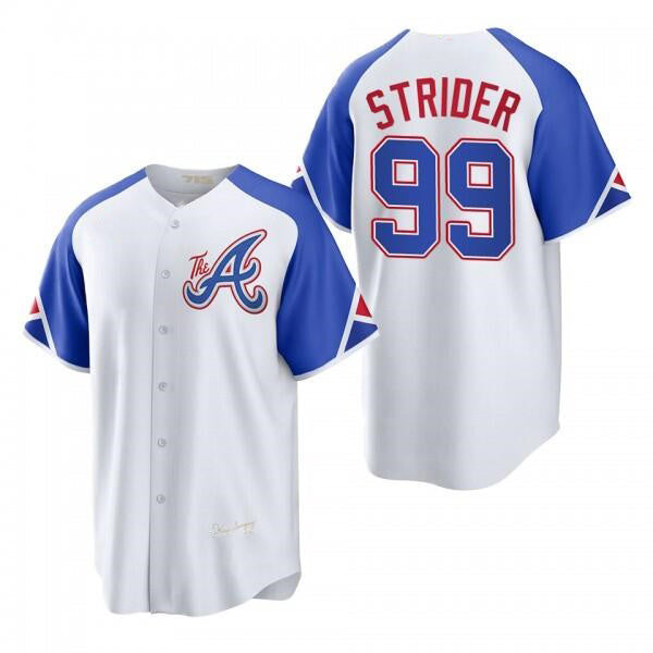 Atlanta Braves #99 Spencer Strider White Jereymy 2023 City Connect Cool Base Stitched Jersey