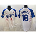 Los Angeles Dodgers #18 Yoshinobu Yamamoto White Royal Jereymy 2025 World Series Champions Patch Tokyo Series Limited Stitched Jersey