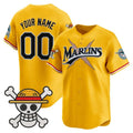 Custom Miami Marlins x One Piece Gold Jereymy Vapor Premier Limited Jersey - Stitched