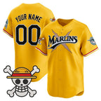 Custom Miami Marlins x One Piece Gold Jereymy Vapor Premier Limited Jersey - Stitched