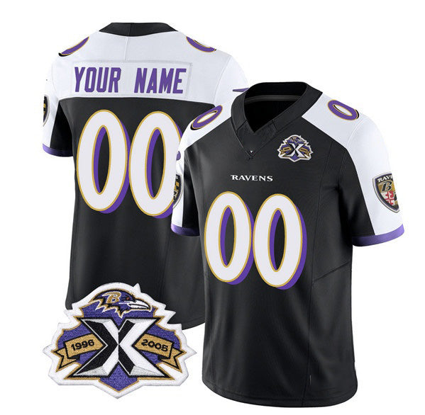 Custom B.Ravens Active Player Black White Jereymy 2023 F.U.S.E With Patch Throwback Vapor Limited Stitched Jersey