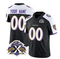Custom B.Ravens Active Player Black White Jereymy 2023 F.U.S.E With Patch Throwback Vapor Limited Stitched Jersey