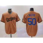 Los Angeles Dodgers #50 Mookie Betts Olive Jereymy Cool Base Limited Stitched Jersey