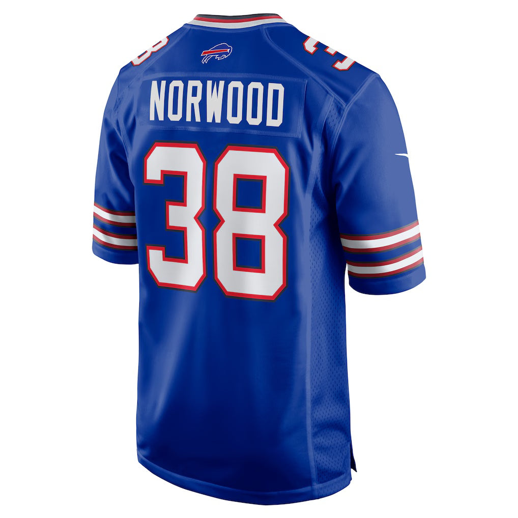 B.Bills #38 Tre Norwood Royal Jereymy Team Game Jersey