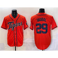 Detroit Tigers #29 Tarik Skubal Orange Jereymy With Patch Cool Base Stitched Jersey