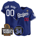 Custom Los Angeles Dodgers ACTIVE PLAYER Royal Jereymy 2024 World Series With Fernando Memorial Patch Limited Stitched Jersey