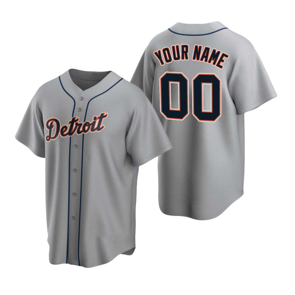 Custom Detroit Tigers Gray Jereymy Stitched Cool Base Road Jersey