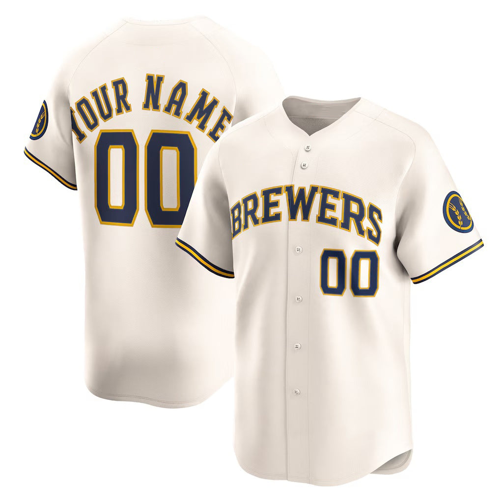 Custom Milwaukee Brewers Cream Jereymy Home Limited Jersey