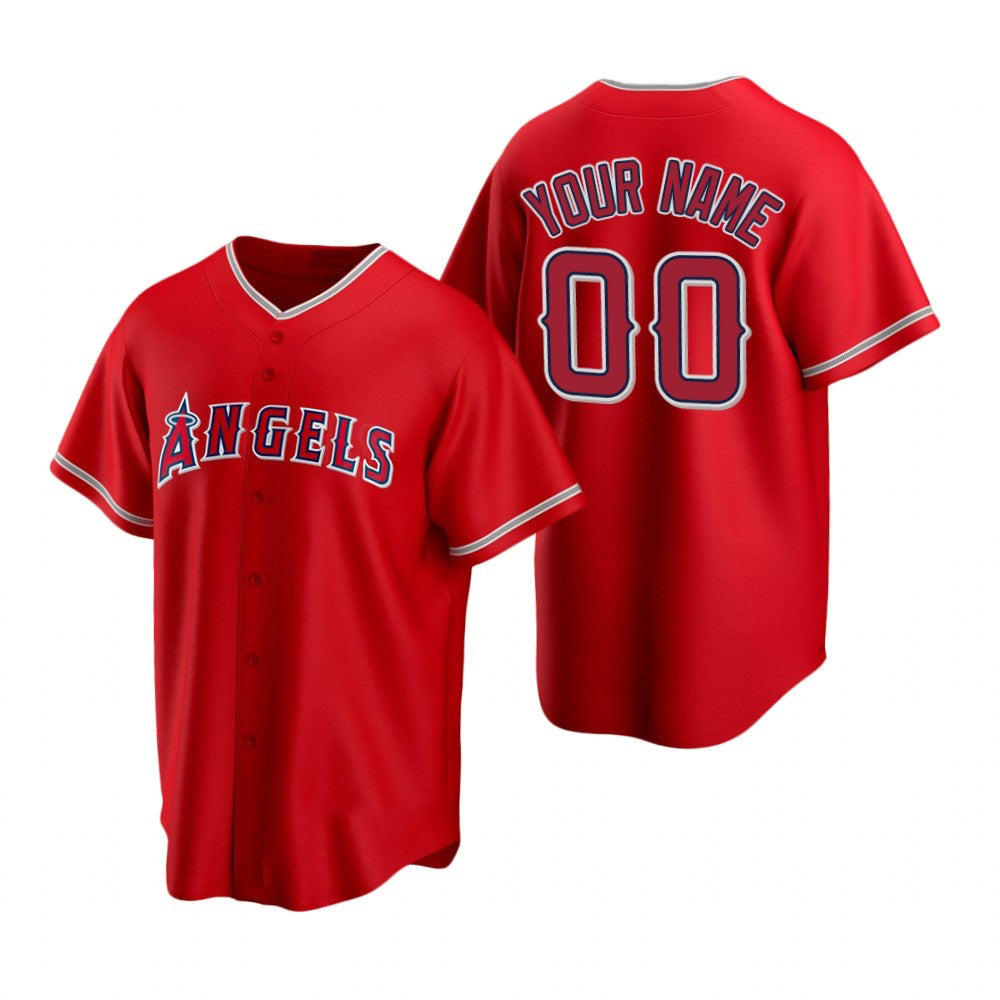 Custom Los Angeles Angels Red Jereymy Stitched Cool Base Jersey