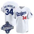 Los Angeles Dodgers #34 Fernando Valenzuela White Jereymy 2025 Champions Stitched Jersey