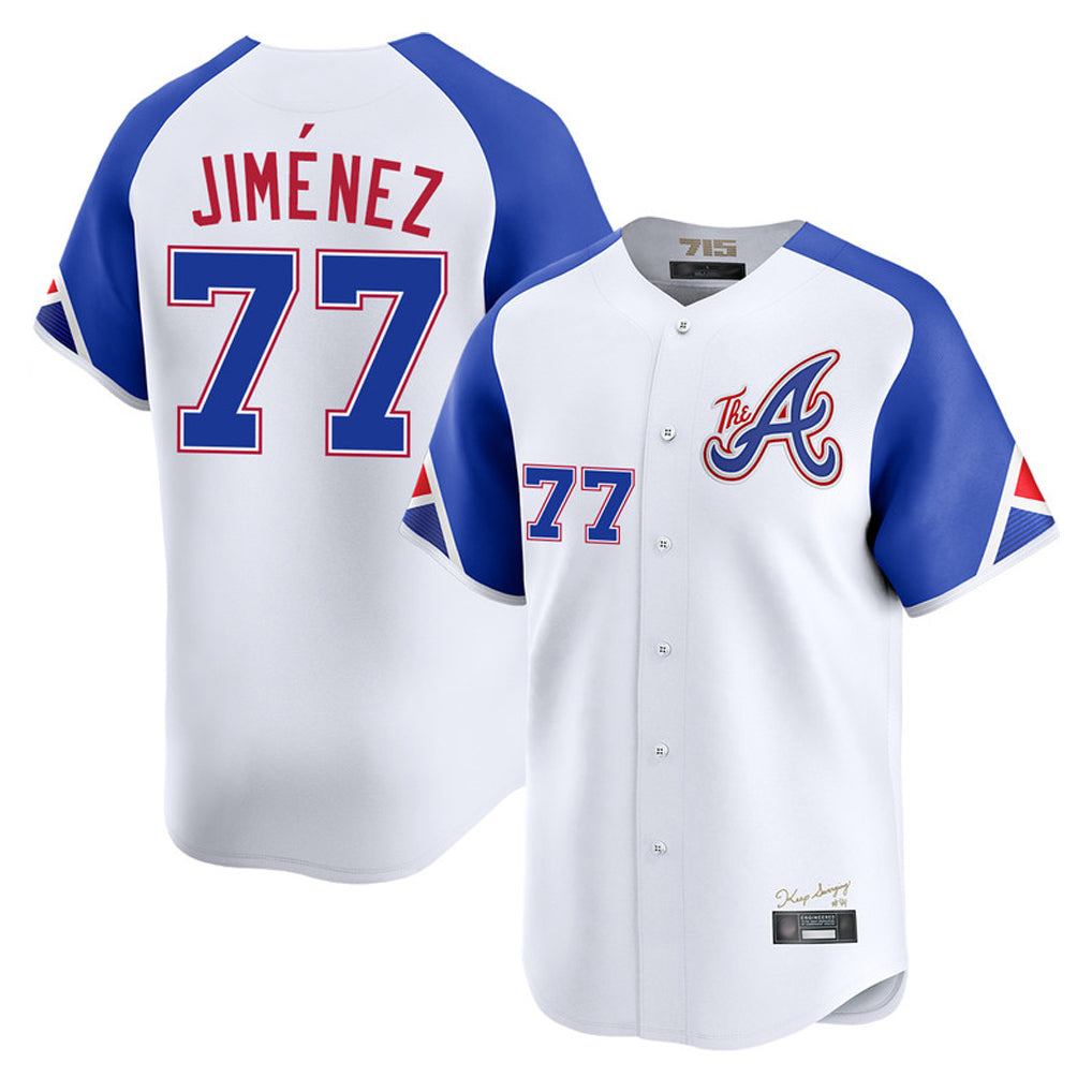 Atlanta Braves #77 Joe Jimenez Player White Jereymy City Connect Limited Home Game Stitched Jerseys