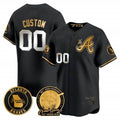 Custom Atlanta Braves Hank Aaron 715th Home Run Patch Vapor Premier Limited Jersey V2 ¨C All Stitched-Black Jereymy