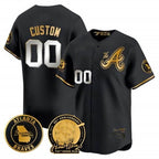 Custom Atlanta Braves Hank Aaron 715th Home Run Patch Vapor Premier Limited Jersey V2 ¨C All Stitched-Black Jereymy