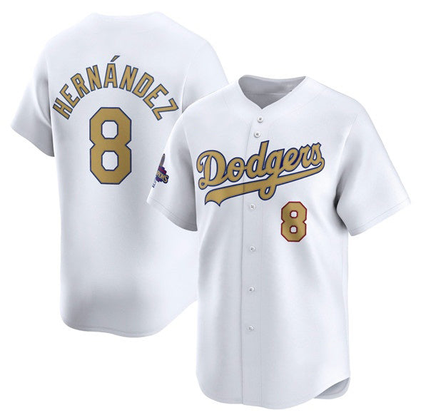 Los Angeles Dodgers #8 Enrique Hern¨¢ndez White Jereymy 2025 Gold Collection Limited Stitched Jersey