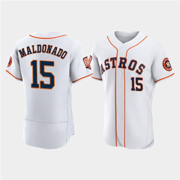 Houston Astros #15 Mart¨ªn Maldonado White Jereymy 60th Anniversary Flex Base Stitched Jersey