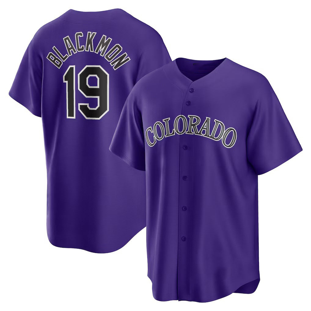 Colorado Rockies #19 Charlie Blackmon Purple Jereymy Alternate Replica Player Name Jersey